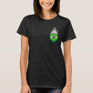 Camiseta Cachorro Japonês Chin com Bandeira do Brasil no Bo
