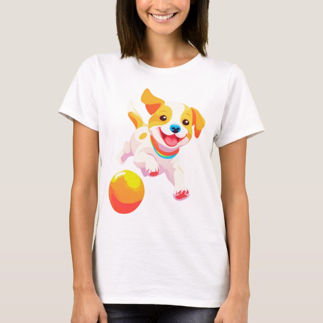 Camiseta Cachorro Jogando Bola (Frente)
