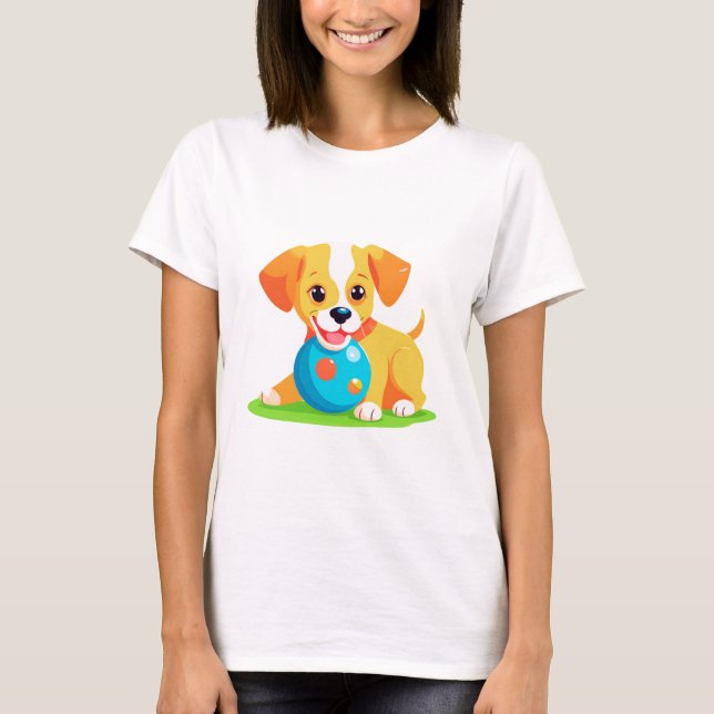 Camiseta Cachorro Jogando Bola (Frente)