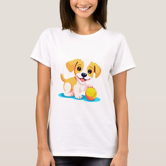 Camiseta Cachorro Jogando Bola (Frente)