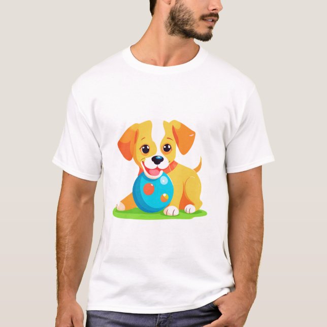 Camiseta Cachorro Jogando Bola (Frente)