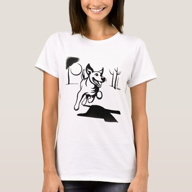 Camiseta Cachorro Jogando Bola (Frente)