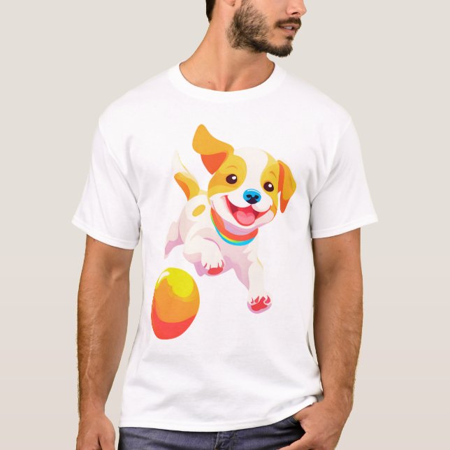 Camiseta Cachorro Jogando Bola (Frente)