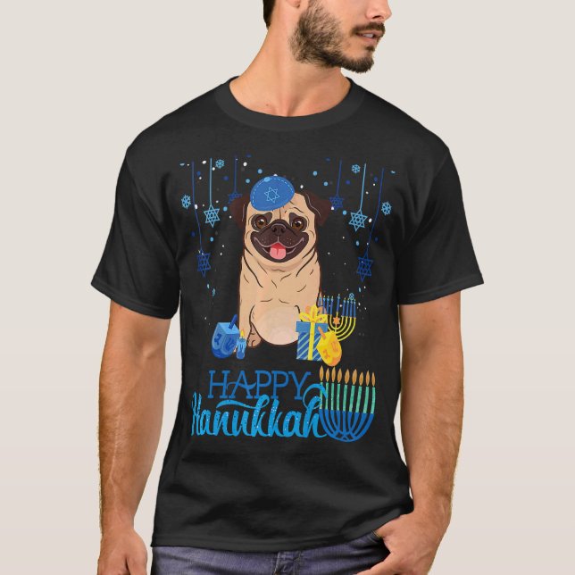 Camiseta Cachorro Judeu Menorah Hat Chanukah Hanukkah Jewis (Frente)