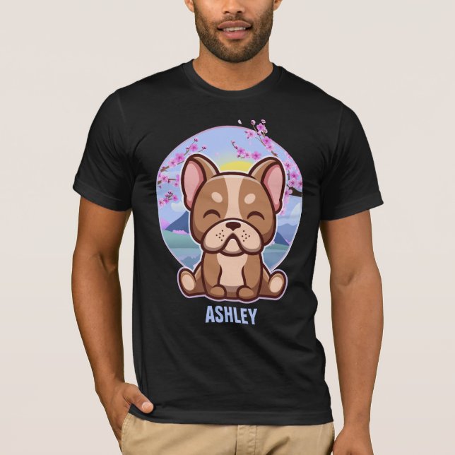 Camiseta Cachorro Kawaii, Cachorro-Presente Francês Pet (Frente)