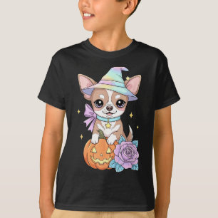 Camiseta Cachorro Kawaii Chihuahua Bruxa Abóbora Halloween