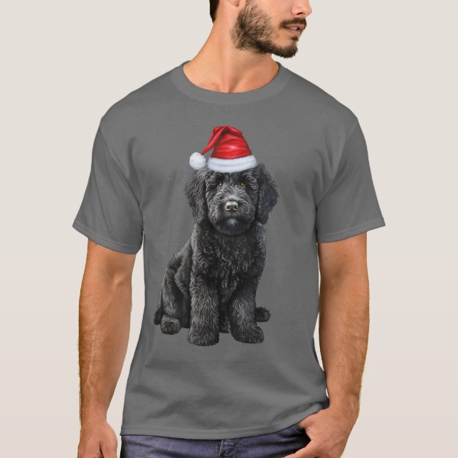 Camiseta Cachorro Labradoodle Cachorro Gelado Feliz Natal (Frente)