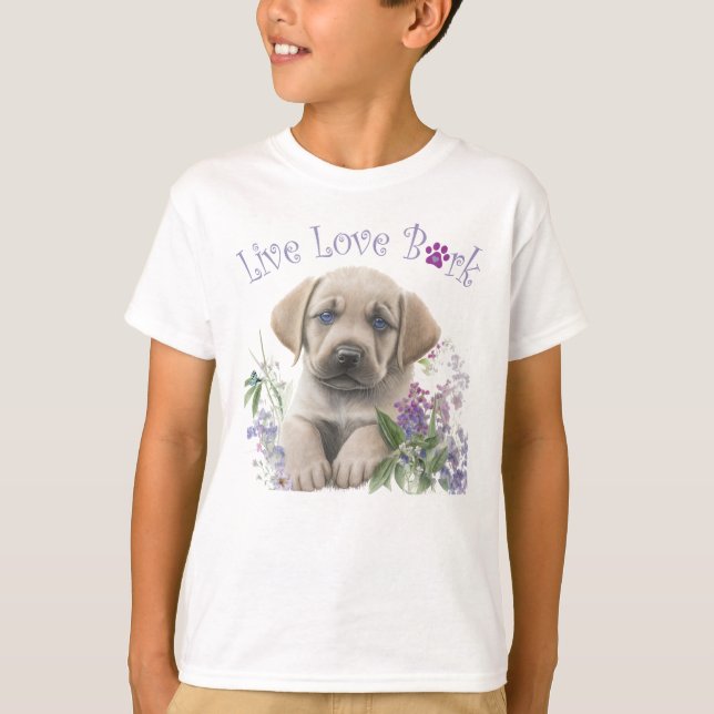 Camiseta Cachorro Labrador Floral Fofo (Frente)