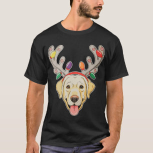 Camiseta Cachorro Labrador Luzes de Natal Chifres de Rena