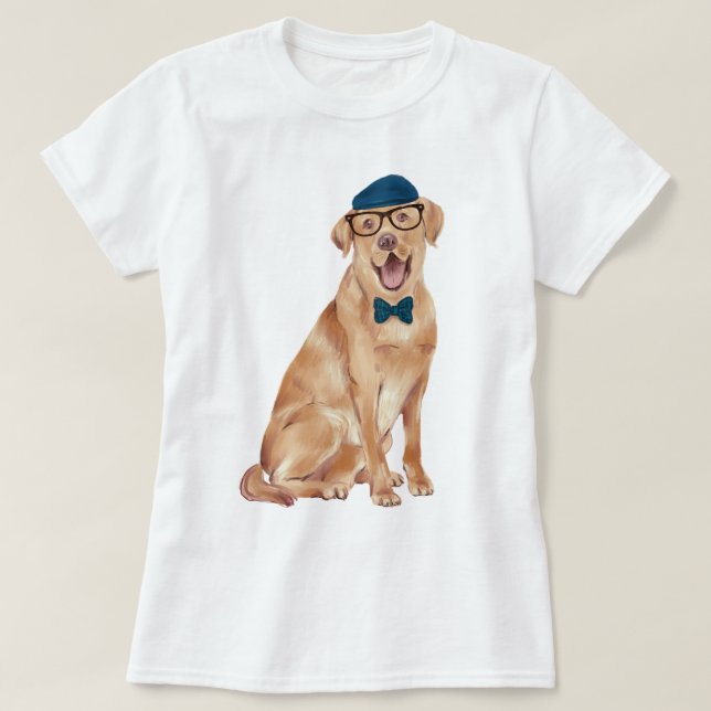 Camiseta Cachorro Labrador pintado manualmente (Frente do Design)