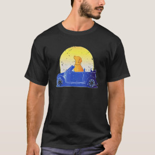 Camiseta Cachorro Labrador Retriever Carro Azul Pôr do Sol
