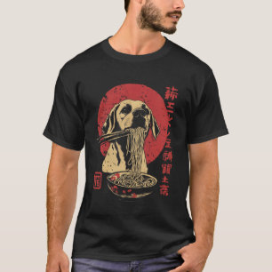 Camiseta Cachorro Labrador Retriever Comendo Macarrão Ramen