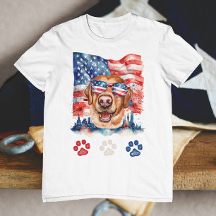 Camiseta Cachorro Labrador Vermelho Branco Azul Americano 4