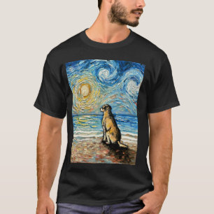 Camiseta Cachorro Labrador Yellow Lab Noite Estrelada Praia