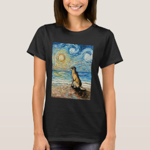 Camiseta Cachorro Labrador Yellow Lab Noite Estrelada Praia