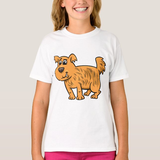 Camiseta Cachorro Laranja Desgrenhado (Frente)