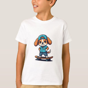 Camiseta Cachorro Legal Andando de Skate Crianças