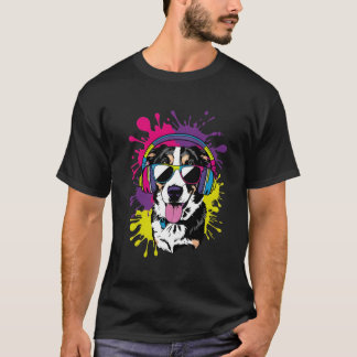 Camiseta Cachorro legal com Fones de ouvido Pop Design