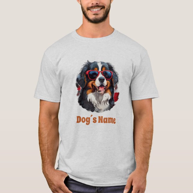 Camiseta Cachorro legal da Montanha Bernesa com Óculos Sola (Frente)