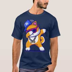 Camiseta Cachorro legal Shiba Inu Dabbing E Veste Hat E Gla