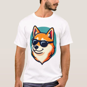 Camiseta Cachorro Legal Usando Óculos de Sol Mascote de Des