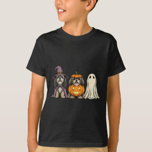 Camiseta Cachorro Lhasa Apso Fantasma Assustador Abóbora Ha