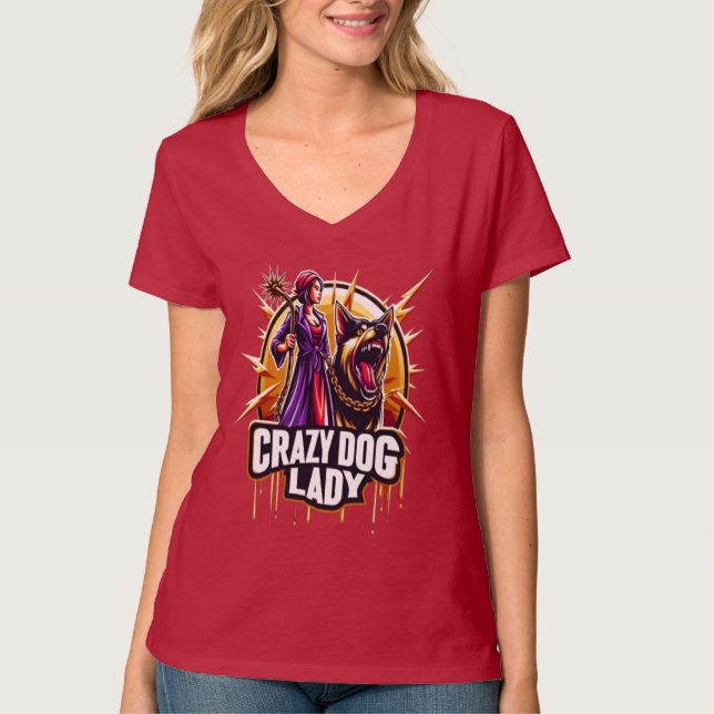 Camiseta Cachorro Louco Com Seu Cachorro De Guarda Feroz (Frente)