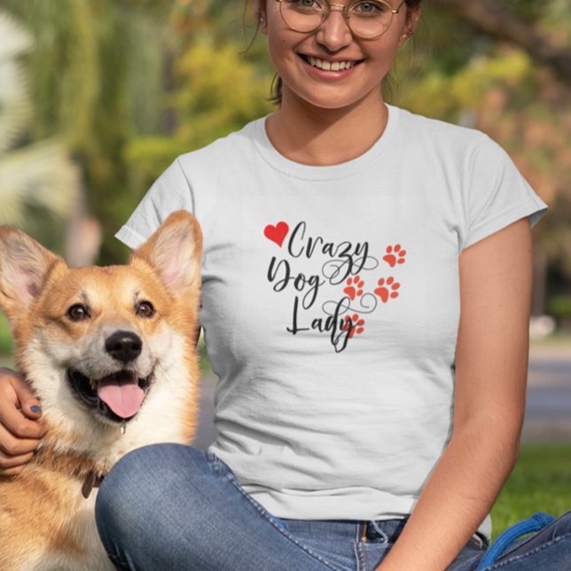 Camiseta Cachorro Louco Dama Coração Impressões (Criador carregado)