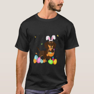 Camiseta Cachorro Mãe Bonita Dachshund Ovos Dia da Páscoa