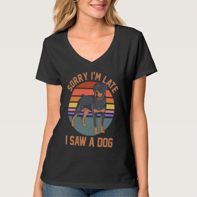 Camiseta Cachorro Mãe Pai Rottweiler Proprietário Desculpe  (Frente)