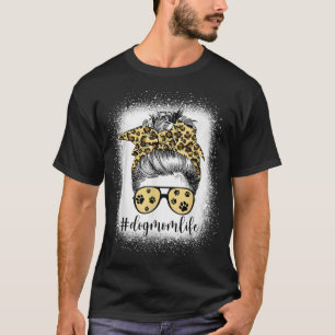 Camiseta Cachorro Mãe Vida Mensagem Bun Bandana Leopard Imp