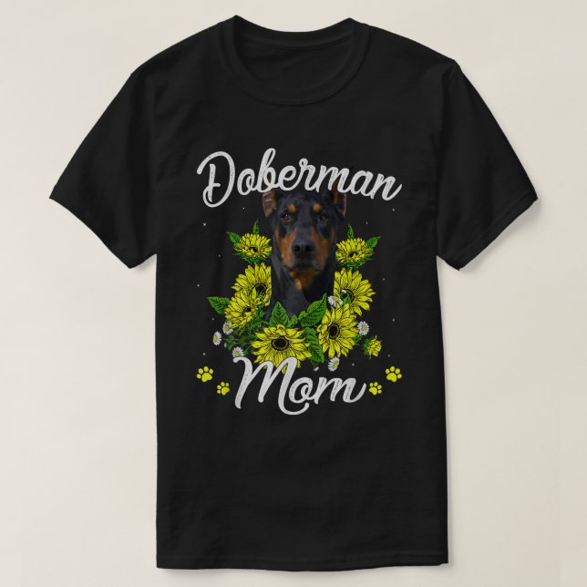 Camiseta Cachorro Mães Dia de as mães Presente Girassol Dob (Frente do Design)