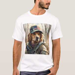 Camiseta Cachorro MAGA legal com arma e camuflagem