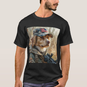 Camiseta Cachorro MAGA legal com arma e camuflagem