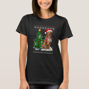 Camiseta Cachorro Mágico Noel Hat Árvore de Natal Luz