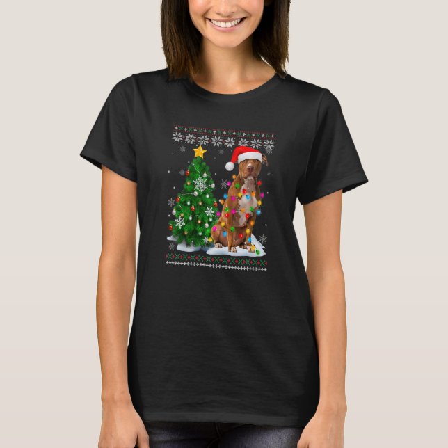 Camiseta Cachorro Mágico Noel Hat Árvore de Natal Luz (Frente)