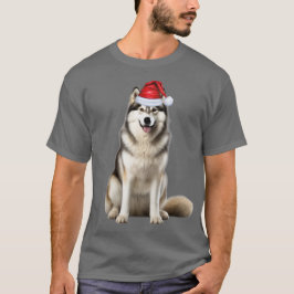 Camiseta Cachorro Malamute do Alasca é bonito e feliz Natal