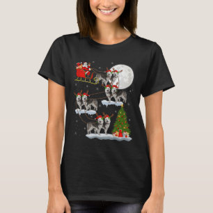 Camiseta Cachorro Malamute do Alasca Papai Noel Trenó Voado