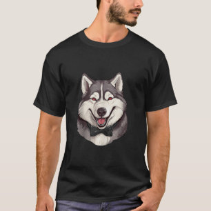 Camiseta Cachorro Malamute do Alasca Vestindo o Arco Colar