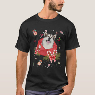 Camiseta Cachorro Malamute No Cartão De Natal Pa