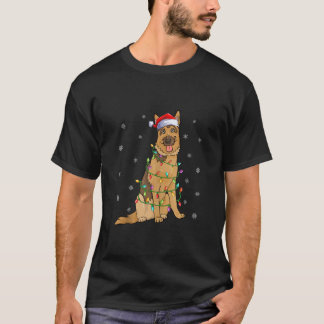 Camiseta Cachorro Malinois Belga de Chapéu de Papai Noel co