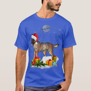 Camiseta Cachorro Malinois Belga Engraçado Luzes de Natal P