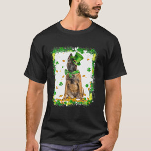 Camiseta Cachorro Malinois Dia de São Patrício Irlandês