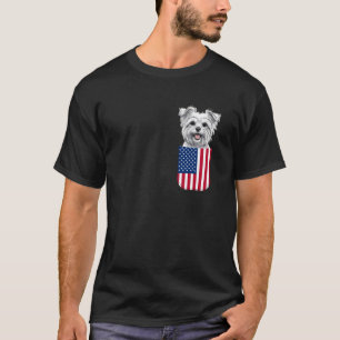 Camiseta Cachorro Maltês Bandeira Americana Patriótico 4 de
