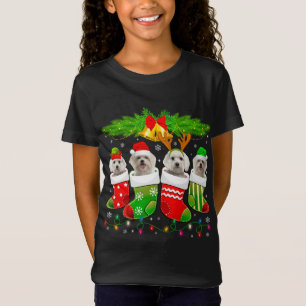 Camiseta Cachorro Maltês Bonito Em Papais noeis De Natal De