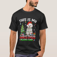 Cachorro Maltês Bonito Papai noel Luz de Natal