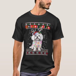 Camiseta Cachorro Maltês de Natal Feio Puppy Xmas Paja