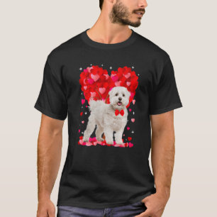 Camiseta Cachorro Maltês Dia de os namorados Coração Puppy