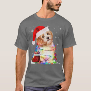 Camiseta Cachorro Maltês Engraçado Árvore de Natal Luz Xmas