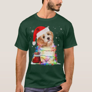 Camiseta Cachorro Maltês Engraçado Árvore de Natal Luz Xmas